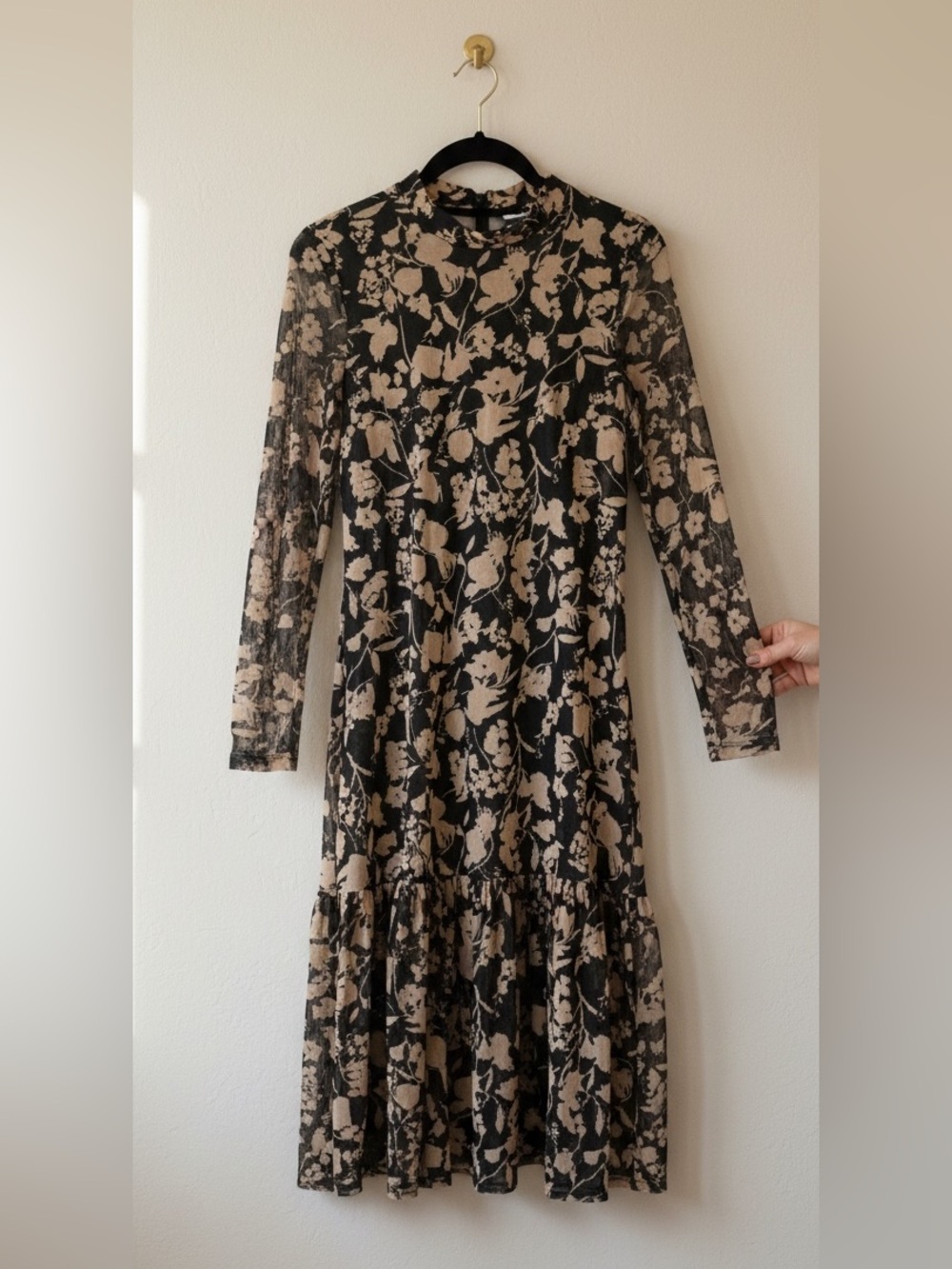 Soyaconcept SC-ALDA 16 Floral Mesh Midi Dress Sand Combi Size S